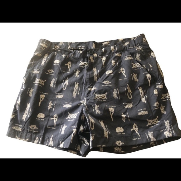Brooks Brothers Navy Printed Sailor  Knot Swim Trunks/Shorts Sz. M Inner Lined - Picture 1 of 7